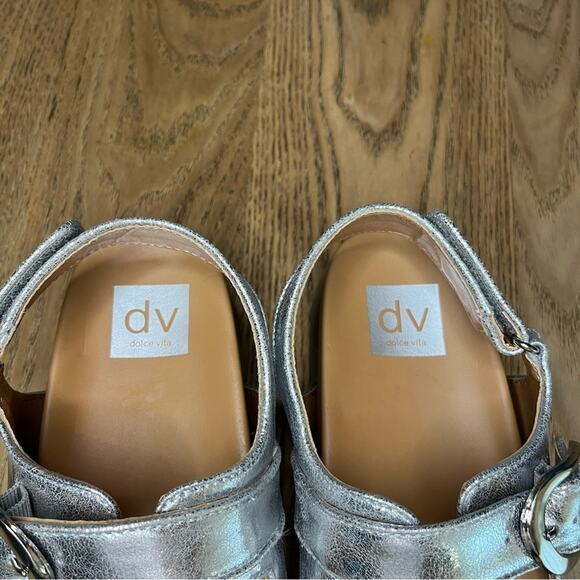 Dolce Vita Alameda Metallic Silver Buckle Strap Chunky Sandals Women’s Size 8 - Picture 9 of 11